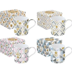 Easy Life Ensemble de 4 tasses en porcelaine de 350 ml avec décors assortis SHINE & COLOUR COFFEE> Petit Dejeuner