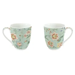 Easy Life Ensemble de 2 tasses en porcelaine de 300 ml ZEN GARDEN GREEN> Romantique|Petit Dejeuner