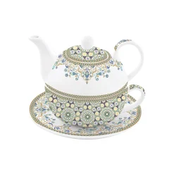 Easy Life Ensemble thé pour une personne, 350 ml en porcelaine MOROCCO GREEN> Coffret Cadeau|Petit Dejeuner