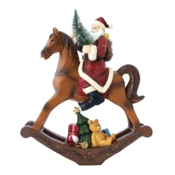 Easy Life Figurine du père noël sur cheval à bascule en polyrésine CHRISTMAS FIGURINES> Noël|Christmas Figurines