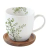Easy Life Mug en porcelaine de 350 ml avec couvercle en acacia NATURA> Nature|Petit Dejeuner
