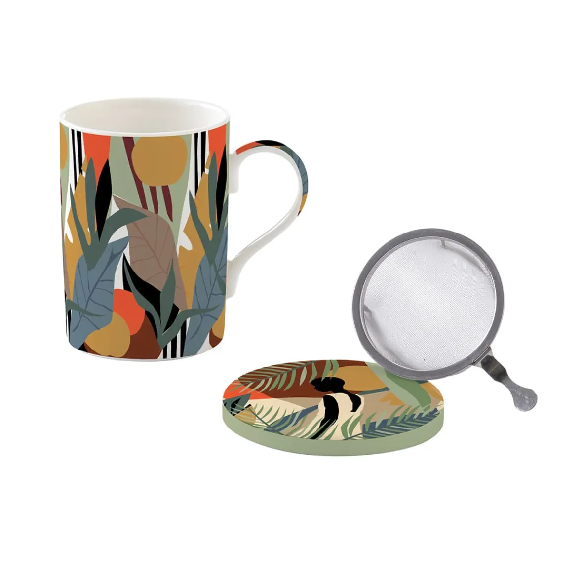 Easy Life Mug et sous-verre avec infuseur KILIMANJARO> Coffret Cadeau|Petit Dejeuner