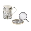Easy Life Mug et sous-verre en porcelaine fine china avec infuseur, 350 ml RETRO JUNGLE> Coffret Cadeau|Moderne