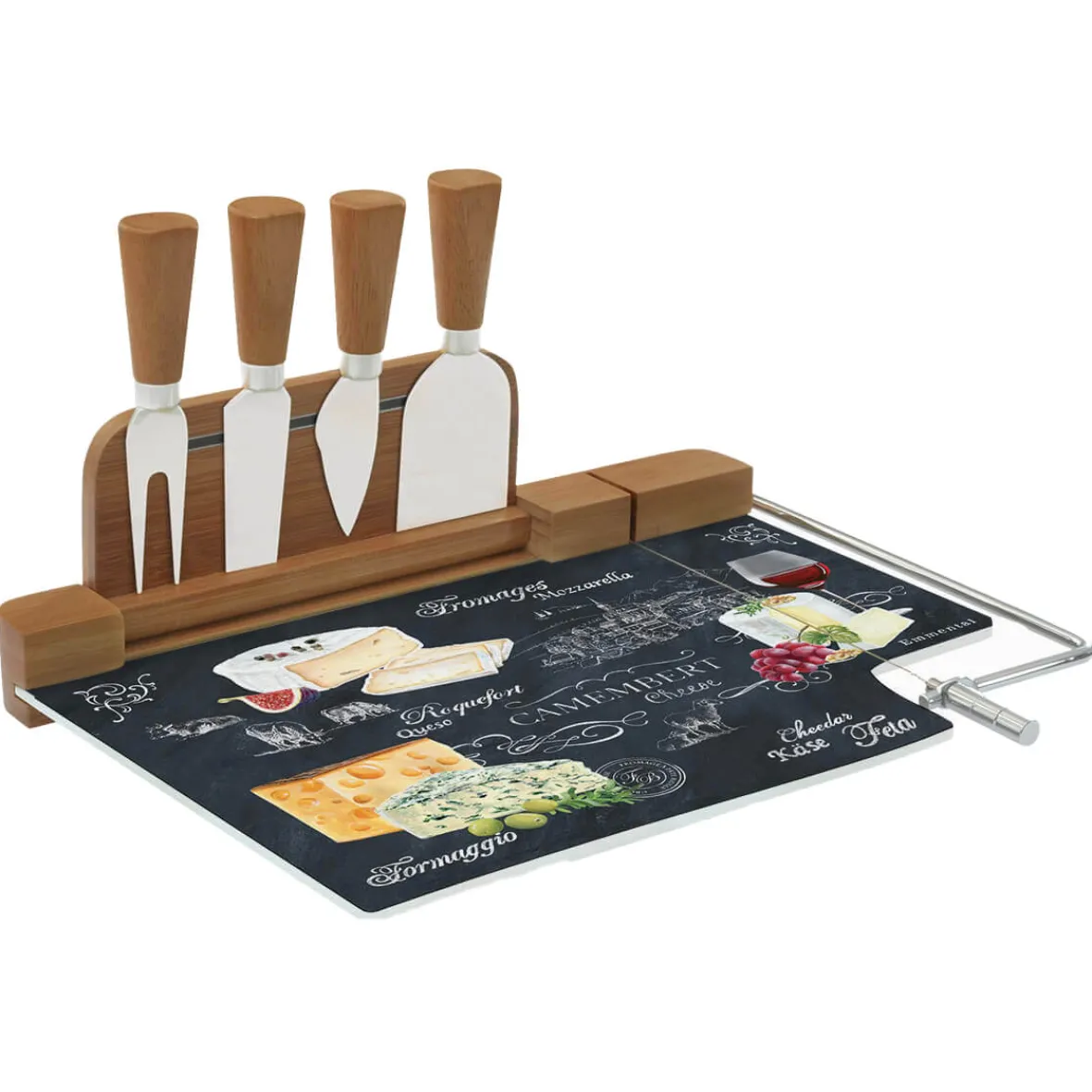 Easy Life Planche à fromage avec fil et 4 couteaux à fromage WORLD OF CHEESE> Quotidienne|Cuisine