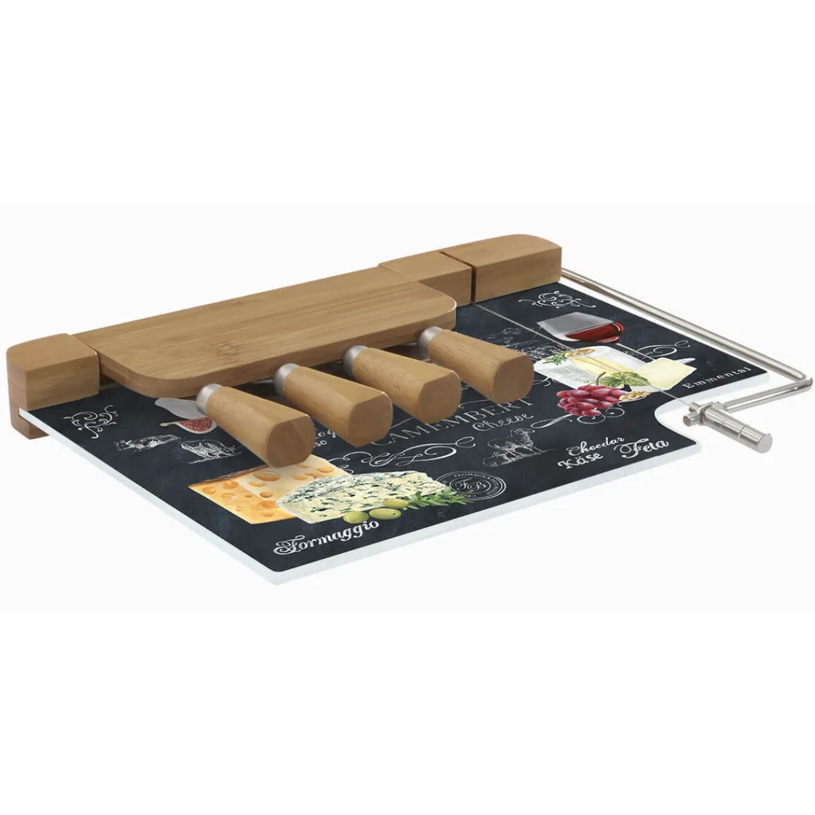 Easy Life Planche à fromage avec fil et 4 couteaux à fromage WORLD OF CHEESE> Quotidienne|Cuisine