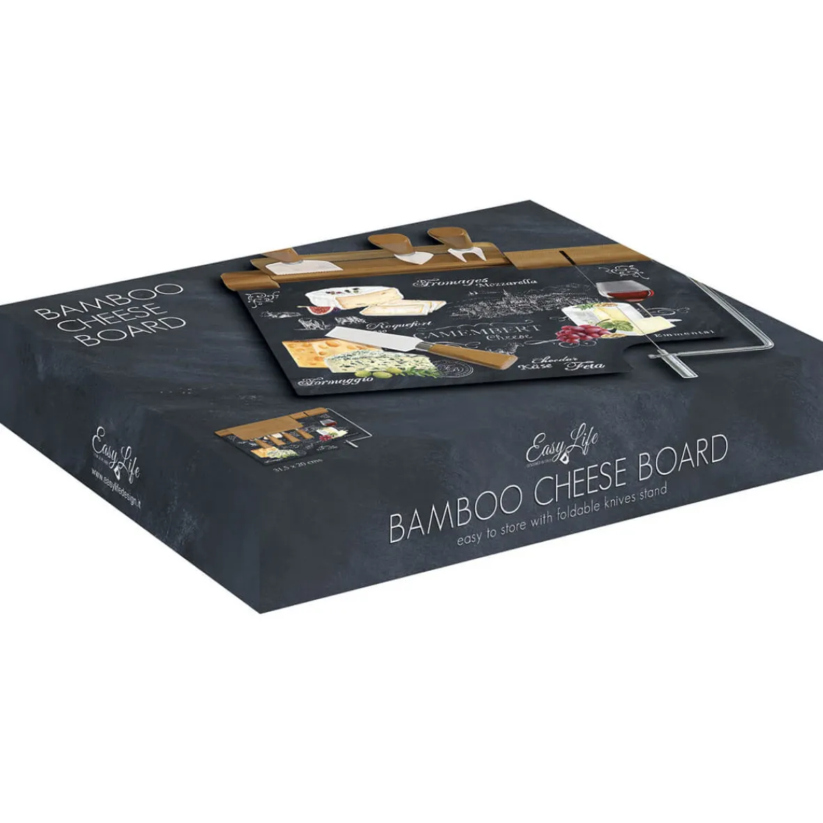 Easy Life Planche à fromage avec fil et 4 couteaux à fromage WORLD OF CHEESE> Quotidienne|Cuisine