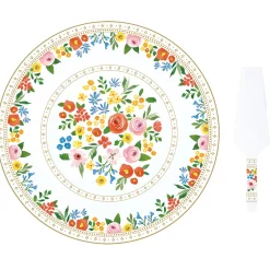 Easy Life Plat à gâteau avec pelle BOHO FLOWERS> Services De Table En Porcelaine​