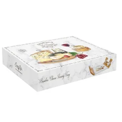 Easy Life Plateau à fromage 44×28 en bambou avec base en verre et 4 couteaux LES FROMAGES><noscript><img width=