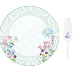 Easy Life Plateau à gâteau avec spatule FLORAISON> Romantique|Services De Table En Porcelaine