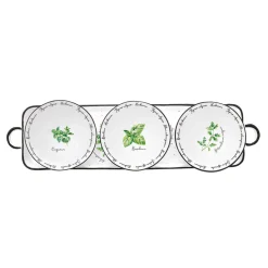 Easy Life Plateau apéritif 37×10 cm avec 3 bols en porcelaine Ø 10 cm HERBARIUM><noscript><img width=