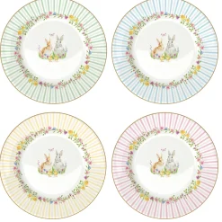 Easy Life Set 4 assiettes à dessert HAPPY EASTER> Services De Table En Porcelaine|Happy Easter