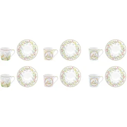 Easy Life Set 6 tasses à café avec soucoupe HAPPY EASTER> Petit Dejeuner|Happy Easter