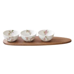 Easy Life Set apéritif avec 3 bols et plateau SAKURA> Nature|Services De Table En Porcelaine