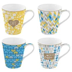 Easy Life Set de 4 mugs en porcelaine de 300 ml CUP OF COFFEE> Petit Dejeuner
