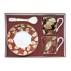 Easy Life Set de 2 tasses à café avec soucoupes KIMONO> Coffret Cadeau|Petit Dejeuner