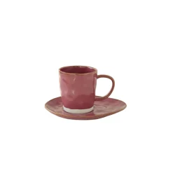 Easy Life Set de 6 tasses à café de 120 ml avec soucoupes en porcelaine INTERIORS BURGUNDY> Moderne|Petit Dejeuner