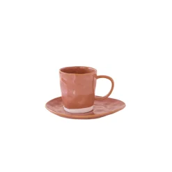 Easy Life Set de 6 tasses à café de 120 ml avec soucoupes en porcelaine INTERIORS BRICK> Moderne|Petit Dejeuner
