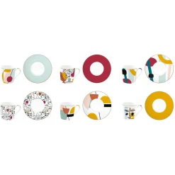 Easy Life Set de 6 tasses à espresso de 100 ml avec soucoupes MODERNISM><noscript><img width=