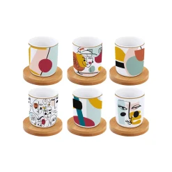 Easy Life Set de 6 tasses à espresso de 100 ml avec soucoupes MODERNISM> Coffret Cadeau|Petit Dejeuner