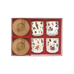 Easy Life Set de 4 verres à café avec soucoupes CHRISTMAS FRIENDS><noscript><img width=