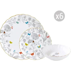 Easy Life Set de vaisselle 18 pcs FLEURS ET PAPILLONS> Nature|Services De Table En Porcelaine