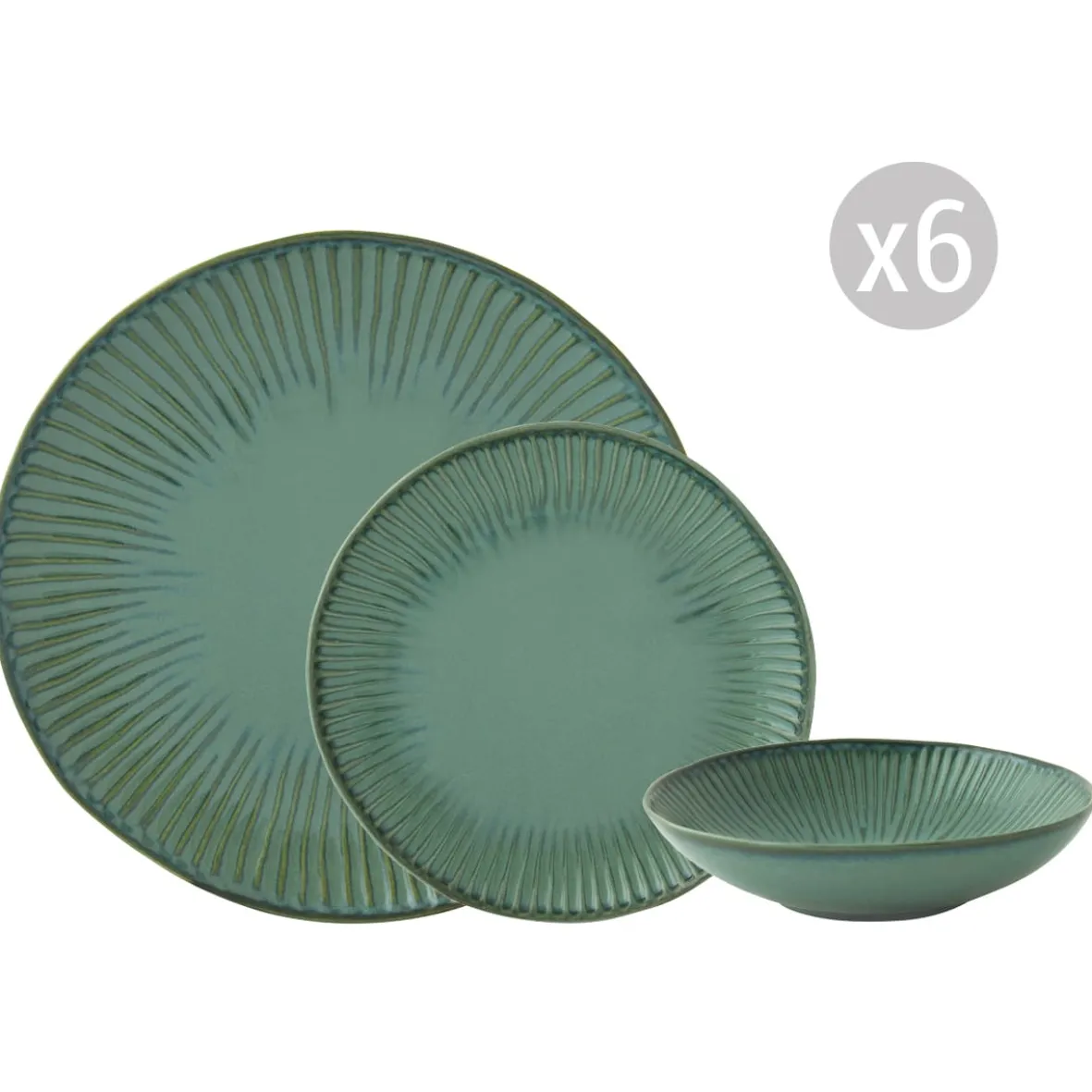 Easy Life Set de vaisselle 18 pcs GALLERY GREEN> Moderne|Services De Table En Porcelaine