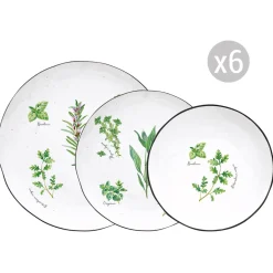 Easy Life Set de vaisselle 18 pcs HERBARIUM> Quotidienne|Services De Table En Porcelaine​