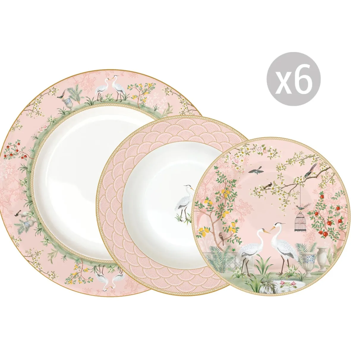 Easy Life Set de vaisselle 18 pcs JARDIN DE REVES> Nature|Services De Table En Porcelaine
