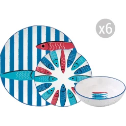 Easy Life Set de vaisselle 18 pcs SARDINE’S PARTY – vers.2> Maritime|Services De Table En Porcelaine​