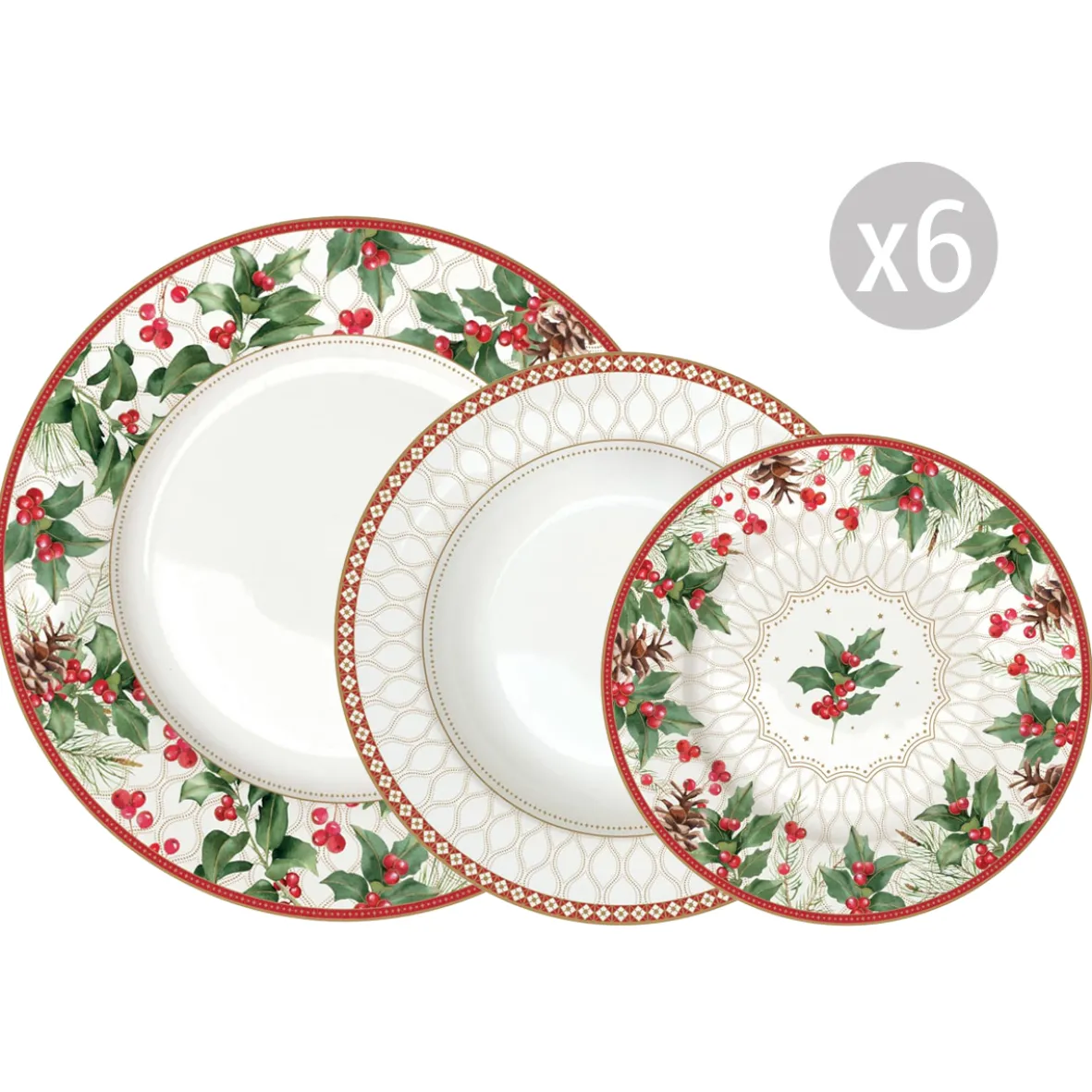 Easy Life Set de vaisselle 18 pièces CHRISTMAS BERRIES> Services De Table En Porcelaine|Christmas Berries