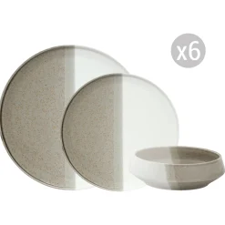 Easy Life Set de vaisselle 18 pièces DOUBLE BEIGE> Services De Table En Porcelaine​|Double