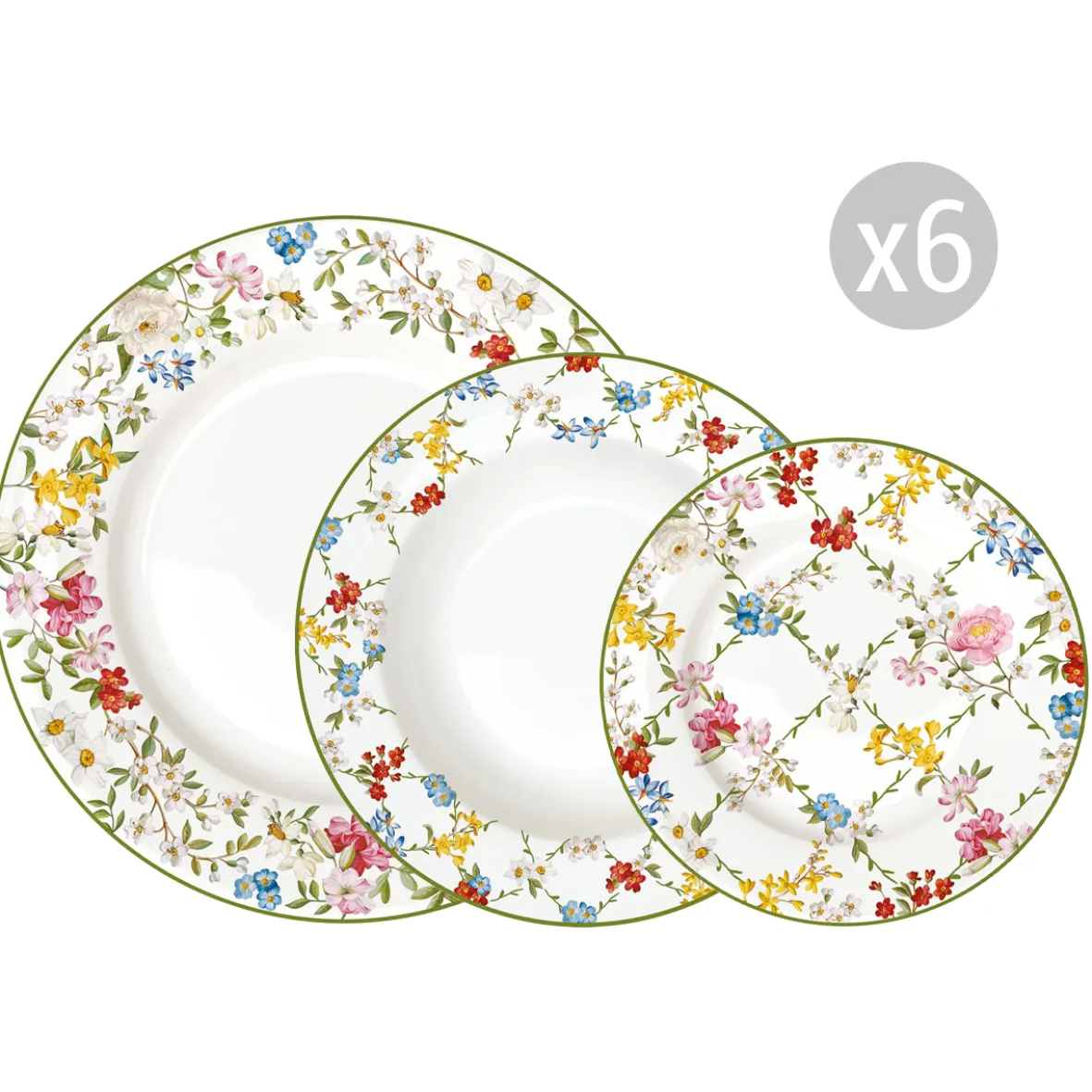 Easy Life Set de vaisselle 18 pièces GARDEN DREAMS> Romantique|Services De Table En Porcelaine
