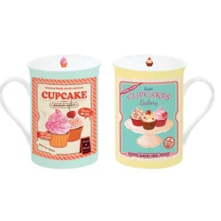 Easy Life Set2tassesdeporcelainedans uneboîte en fer-blanc CUPCAKES PINK> Petit Dejeuner
