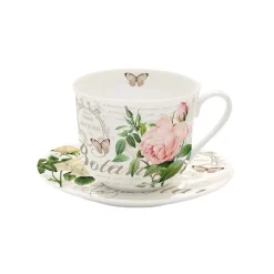Easy Life Tasse à petit-déjeuner avec assiette JARDIN BOTANIQUE> Romantique|Petit Dejeuner
