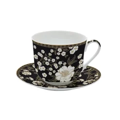 Easy Life Tasse à petit-déjeuner avec assiette ART DECO & FLOWERS> Coffret Cadeau|Petit Dejeuner