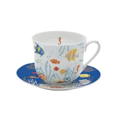 Easy Life Tasse à petit-déjeuner avec assiette AQUARIUM> Coffret Cadeau|Petit Dejeuner