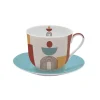 Easy Life Tasse à petit-déjeuner avec soucoupe 400 ml ILLUSION> Coffret Cadeau|Petit Dejeuner
