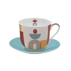 Easy Life Tasse à petit-déjeuner avec soucoupe 400 ml ILLUSION> Coffret Cadeau|Petit Dejeuner