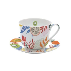Easy Life Tasse à petit-déjeuner avec assiette TUTTI FRUTTI> Coffret Cadeau|Petit Dejeuner
