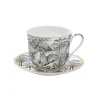 Easy Life Tasse à petit-déjeuner de 400 ml avec assiette en porcelaine fine china RETRO JUNGLE> Coffret Cadeau|Moderne