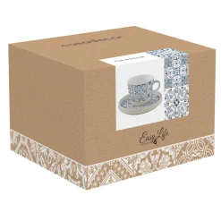 Easy Life Tasse à thé en porcelaine avec soucoupe, 250 ml Casa Decor BLUE> Petit Dejeuner