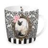 Easy Life Tasse en porcelaine dans une boîte en fer-blanc BAROCCO CATS VersC> Petit Dejeuner