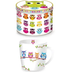 Easy Life Tasse en porcelaine dans une boîte en fer-blanc OWLS BRANCH> Petit Dejeuner