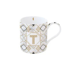 Easy Life Tasse en porcelaine de 350 ml MONOGRAM T> Tasse En Cadeau|Petit Dejeuner