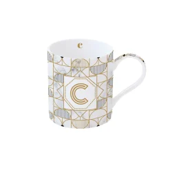 Easy Life Tasse en porcelaine de 350 ml MONOGRAM C> Tasse En Cadeau|Petit Dejeuner