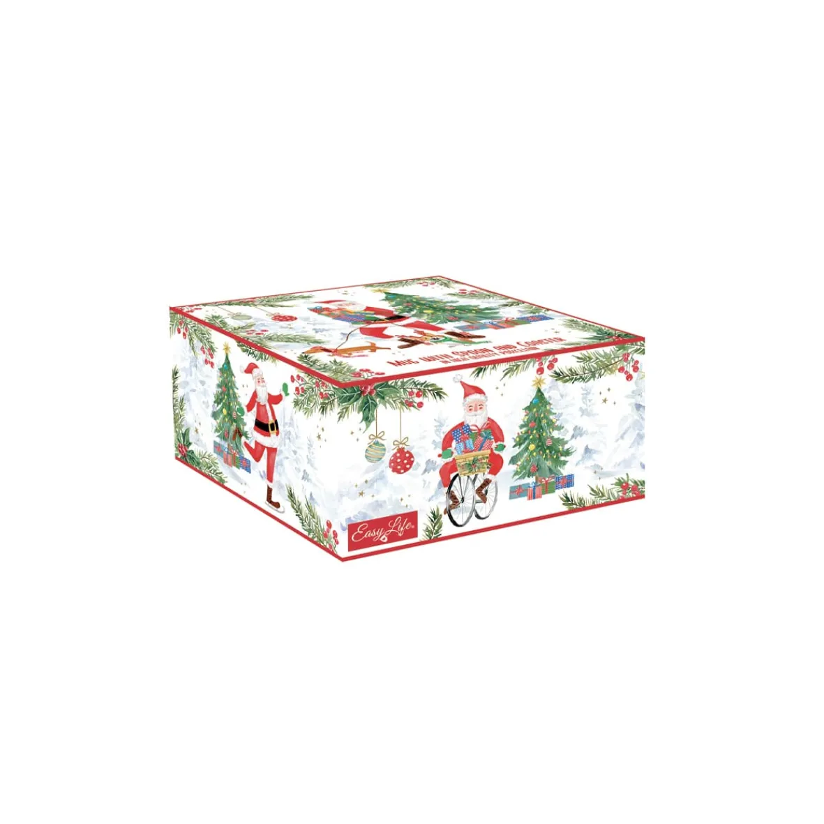 Easy Life Tasse et cuillère avec sous-verre JOYFUL SANTA> Noël|Petit Dejeuner