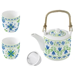 Easy Life Théière avec infuseur et 2 tasses FLOWERS GARDEN> Petit Dejeuner|Flowers Garden