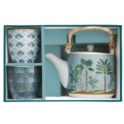 Easy Life Théière de 600 ml avec 2 tasses en porcelaine Atmosphere Jungl><noscript><img width=