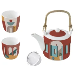 Easy Life Théière de 600 ml avec 2 tasses ILLUSION> Coffret Cadeau|Petit Dejeuner